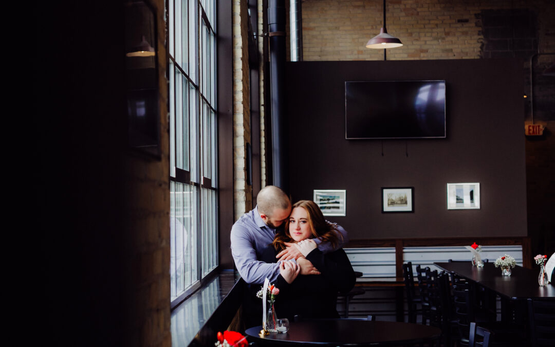 Malorie + Dave’s Winter Engagement Session in Downtown Fort Atkinson and Two Twenty